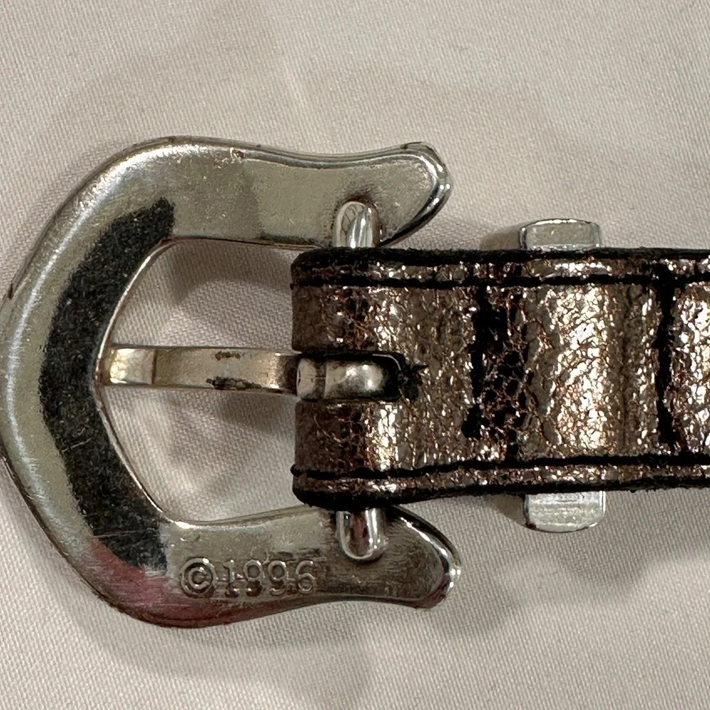 Brighton Vintage 1996 Western Skinny Belt Women‎ 32 Bronze Metallic Cowgirl Boho